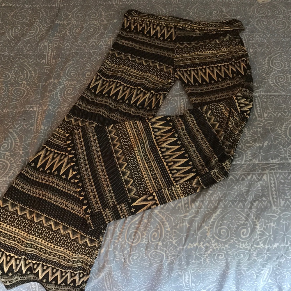 Black and Tan Palazzo Pants